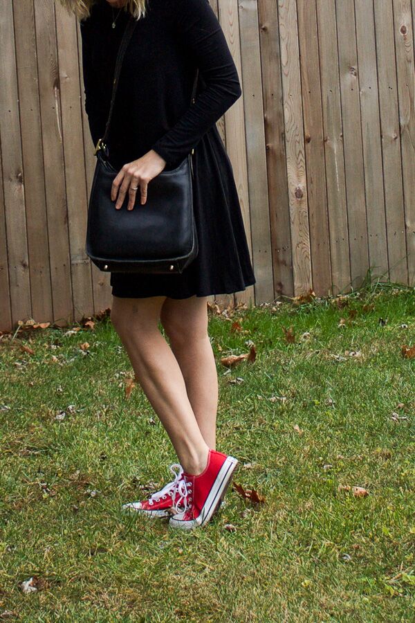 black dress red converse